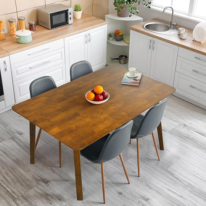 Acacia Verve 48" Solid Wood Dining Table for 4, Rectangular Acacia Wood Kitchen Table, Modern Farmhouse Style, Rustic Natural Finish, Dining Room Furniture, Seats 4 Comfortably, Caramel