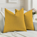 FUTEI Mustard Yellow Chenille Decorative Throw Pillow Covers 20x20 Inch Set of 2,Soft Cozy Faux Linen Textured Cushion Case,Farmhouse Home Decor for Couch Living Room