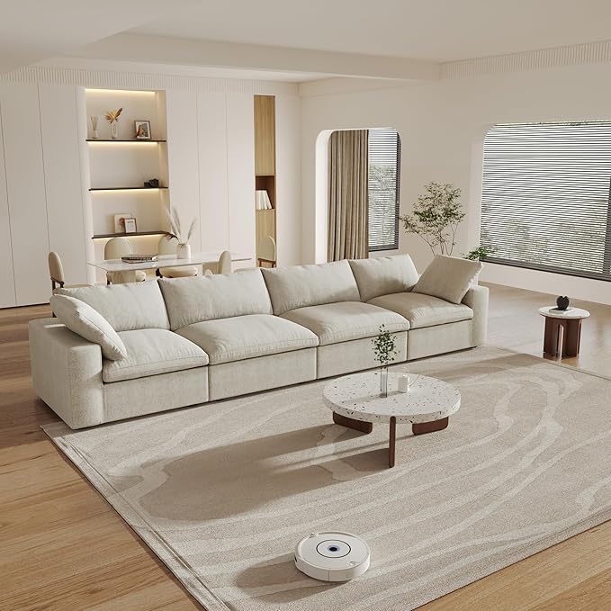 Cloud Modular Sectional Sofa Couch,160" Convertible Couches Wide 4 Seater Sofa for Living Room,Minimalist Deep Sofa Couches,Covers Washable&Replaceable(Khkai)