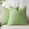 Foindtower Pack of 2, Decorative Linen Soild Throw Pillow Covers Soft Accent Euro Cushion Case Boho Farmhouse Pillowcase for Chair Couch Sofa Bedroom Living Room Home Decor 22 x 22 Inch Lime Green