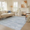 6x9 Area Rugs Living Room: Washable Large Vintage Blue Rug Neutral Non-Slip Soft Stain Resistant Indoor Carpet for Bedroom Nursery Dining Room Under Table Bed Home House Office Playroom
