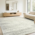 Srugn Washable Rugs 6x9 Area Rugs for Living Room,Bedroom,Dining Room- Large Ultra Soft Faux Wool Retro Carpets,Non Slip&Non-Shedding Low Pile Vintage Print Rug for Home Office Decor-Beige