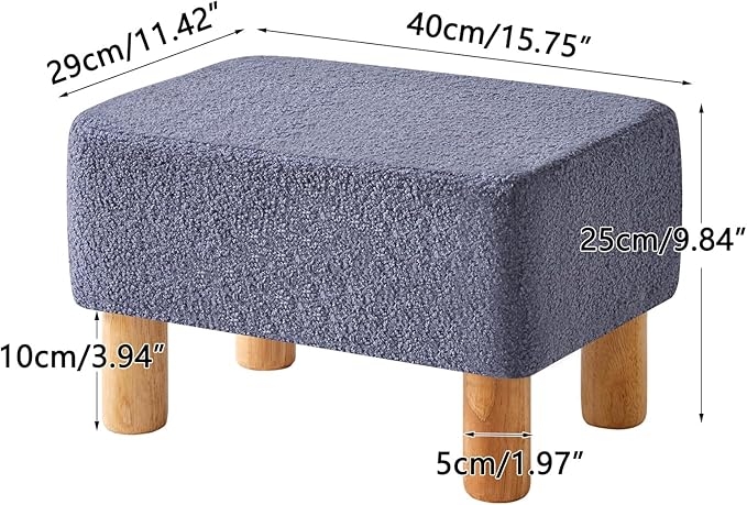 YMYNY Ottoman, Modern Footrest with Soft Padded Seat, Foot Stool with Wood Legs, Small Square Pouf Under Desk for Living Room Bedroom Office 15.74" D×11.41" W×9.84" H Blue UHBD030BU