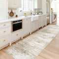 Washable 2x8 Runner Rug for Hallway: Kitchen Runner Non Slip Neutral Soft Abstract Modern Low Pile Stain Resistant Carpet Runner for Entryway Bedroom Bathroom Laundry Indoor Floor (Beige, 2'x8')