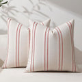 Hckot Christmas Throw Pillow Covers 22x22 Set of 2 Red Pillow Covers Textured Striped Decorative Pillows Xmas Decorations Winter Holiday Decor for Sofa Living Room Farmhouse Decor(Red)
