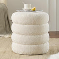Krcix Round Ottoman with Storage Boucle Ottoman Stool with Storage Removable Lid for Living Room Modern Vanity Sorage Stool Foot Rest Bedroom Dorm Gift Set of 1 (White)
