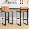 FIRAVOE Bar Height Bar Stools Set of 2, Tall Counter Stool Barstools with Back, 30-inch Seat Height Island Stools Comfortable Bar Chairs for Kitchen Island (Caramel Brown, 2Pcs 30" Bar Stools)