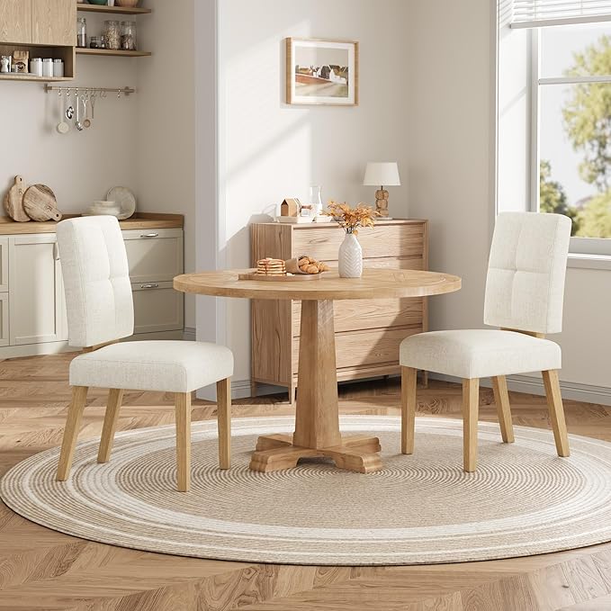 HOMRELEXA Wooden Dining Chairs Set of 6, Dining Room Chairs with Wood Legs, Cloud-Like Cushion & Reinforcement Structure Design for Kitchen/Living Room/Restaurant, Easy Assembly