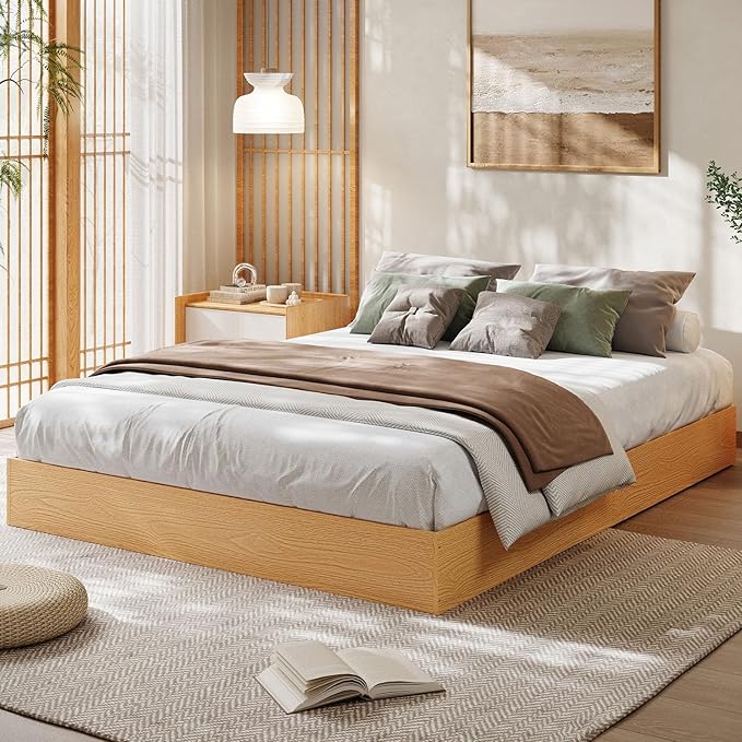 GarveeHome Queen Size Wood Platform Bed Frame,Wooden Bed Frame Without Headboard, Wood Slat Support,No Box Spring Needed, Easy Assembly