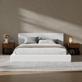 RECCI AirFrame California King Bed Frame with Headboard, Cloud Upholstered Platform Bed Frame, 5 Inch Foam Cushioned, No Box Spring, Easy Assembly(Snow White)