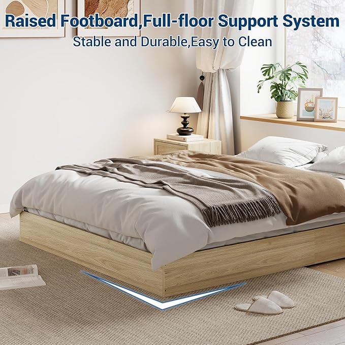 IDEALHOUSE Platform Bed Frame Twin Size,Wooden Slat Support,No Box Spring Needed, Easy Assembly, Natural
