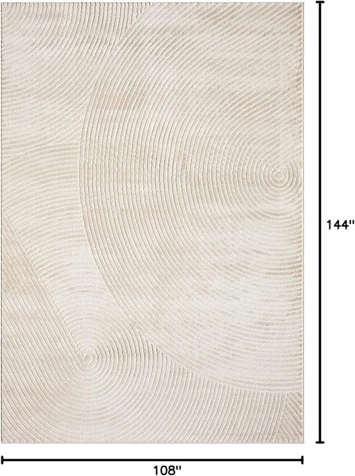 Abani Neutral Beige Area Rug | 9' x 12' Tan Geometric Carpet with Zen Circle Pattern | Rugs for Living Room, Bedroom, Office