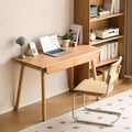 Solid Wood Desk, Mid Century Modern Home Office Desk, Computer Desk with Drawer for Writing Study Vanity 47.24" W