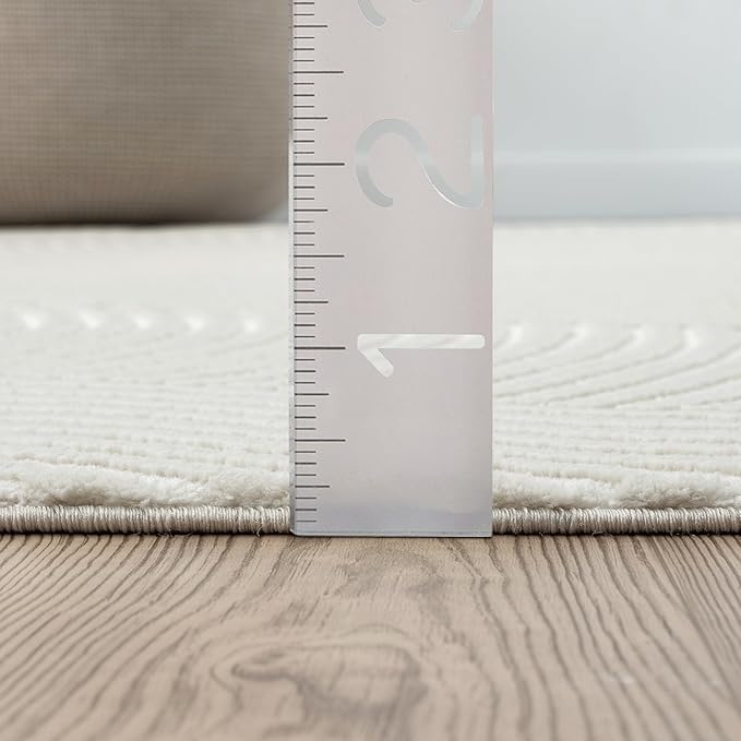 Abani Cream Area Rug for Living Room, Bedroom- Zen Reiki Pattern- 6' Round -Durable & Easy to Clean