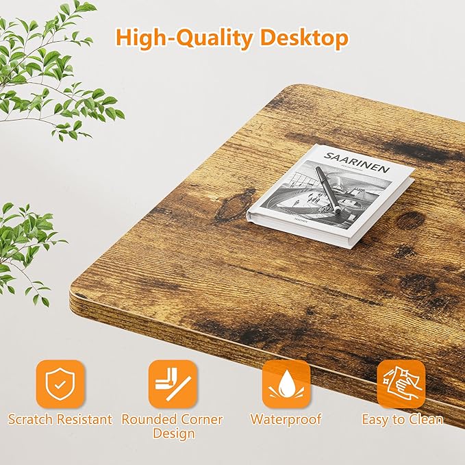 HOMIDEC Standing Desk, 32 Inch Portable Small Desk Adjustable Height, Rolling Home Office Desks with Wheels, Sit Stand Desk for Bedroom Walking Pad Home Office Small Space, Rustic
