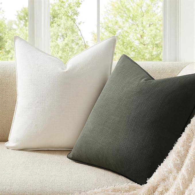 Pack of 4 Throw Pillow Covers 18x18 Inch Goldolive Soft Decorative Linen Pillow Covers Farmhouse Boho Cushion Covers for Mid Century Modern Home Decor Sofa Bedroom Living Room