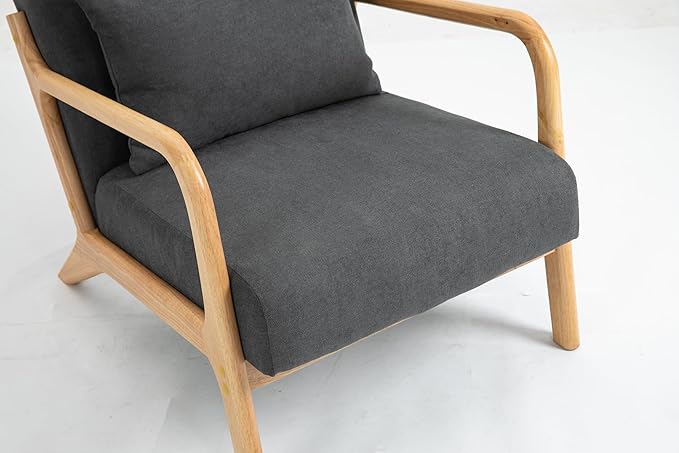 KEIKI Mid Century Modern Accent Chair, Comfortable Chair for Bedroom and Living Room, with Wooden Frame and Supportive Waist Pad