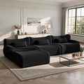 Cloud Couch Sectional, L Shaped Boneless Couches for Living Room - Oversized Modular Sofa with Deep Seats, Modern Couches with Movable Ottoman,Black
