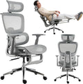 Mesh Ergonomic Office Chair with Footrest,High Back Mesh Gaming Chair with Lumbar Support,Adjustable Headrest and Armrests for Home Office Desk Chair (Modern, Grey)