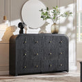 T4TREAM Fluted 6 Drawers Dresser for Bedroom, 54" Wide Modern Chest of Drawers with Thickened Curved Profile Design, Wood Dressers TV Stand for Bedroom, Living Room, Hallway, Black Oak