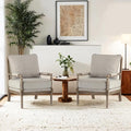 DUHOME Linen Fabric Spindle Accent Chairs Set of 2,Spool Chairs with High Resilience Spring Cushion and Armrest Pads, Leisure Armchair for Living Room Bedroom Farmhouse Home Office Belcony