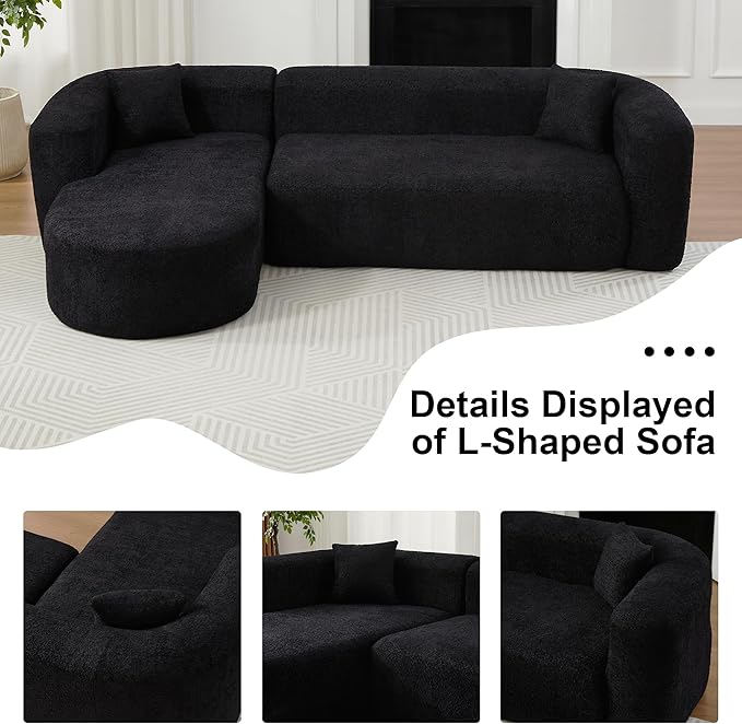 109.4" Sectional Couch with L-Shaped Chaise, Boneless Modular Sectional Sofa, Soft Chenille Sofa with Deep Seat for Living Room, No Assembly | Breaathable Material