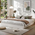 Garvee California King Size Wood Platform Bed Frame, Floor-Standing No-Gap Design, Modern Minimalist No Headboard Bed Frame, Wood Slat Support, No Box Spring Needed, Easy Assembly, White
