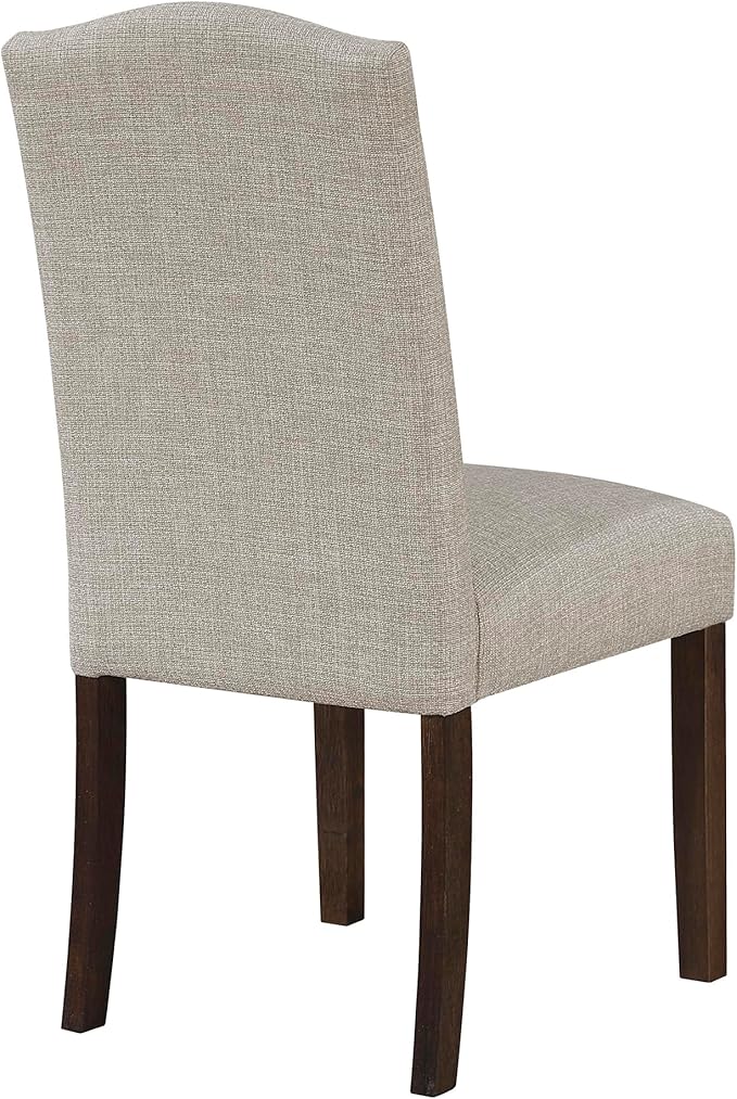Lexicon Upholstered Dining Chairs Set of 2 - Soft Durable Fabric Armless Arched Back Kitchen Modern Dining Room Chairs for 2, Nailhead Trim Side, Brown Sturdy Wooden Frame, Easy Assembly, Taupe