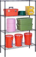 Honey-Can-Do 4-Tier Heavy-Duty Adjustable Shelves, Metal Storage Rack with 350-lb Shelf Capacity, Black, 18" W x 48" L x 72" H