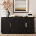 FORTUNETEC Sideboard Buffet Cabinet with Storage, Modern Accent Cabinet with Arched Doors, 67" Large Modular Media Console, Minimalist Credenza for Living Room Kitchen Dining Room Entryway, Black