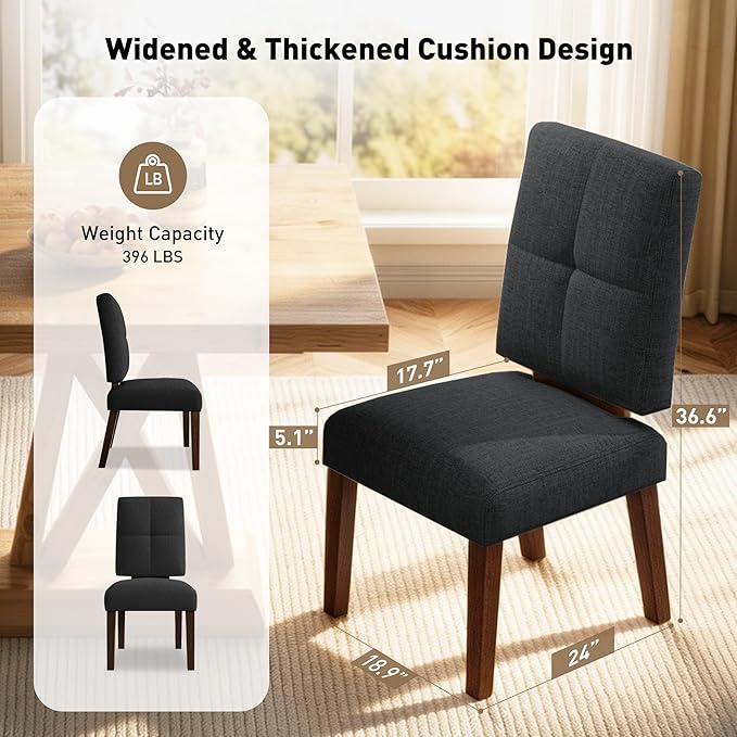HOMRELEXA Wooden Dining Chairs Set of 4, Dining Room Chairs with Wood Legs, Cloud-Like Cushion & Reinforcement Structure Design for Kitchen/Living Room/Restaurant, Easy Assembly