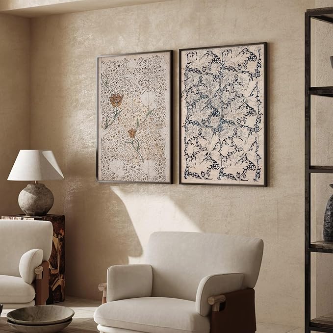 Vintage Botanical Wall Art Prints Set of 2 Antique Sketch Wall Art Decor Neutral Flower Canvas Wall Art Floral Pictures Farmhouse Painting Vintage Floral Artwork for Room Bedroom 24x36 Inch Unframed