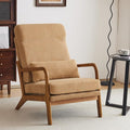 Karl home Mid-Century Modern Accent Chair, Living Room Chairs with Pillow High Back Corduroy Upholstered Lounge Armchair with Solid Wood Frame & Soft Cushion for Bedroom, Reading Room, Khaki
