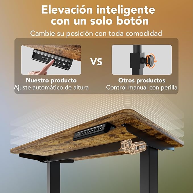 HUANUO 32" Small Electric Standing Desk Adjustable Height, 4 Memory Height Settings, Sit Stand Up Desk for Home Office & Computer Workstation, Vintage Brown