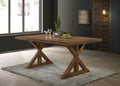 Enna Morden Farmhouse Wood Trestle Dining Table, Brushed Driftwood Finish