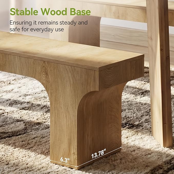 LITTLE TREE 63" Dining Bench, Long Wood Bench for Dining Table, Farmhouse Entryway Bench for Hallway, Living Room, End of Bed, Kitchen