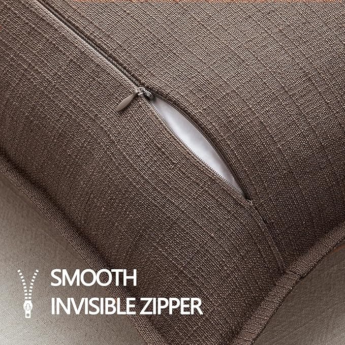 MIULEE Euro Sham Pillow Covers for Bed 24x24, 2 Pack Dark Brown Thick & Textured Decorative Throw Pillow Covers, Neutral Linen Cushion Cases, Modern Farmhouse Home Decor, No Filling