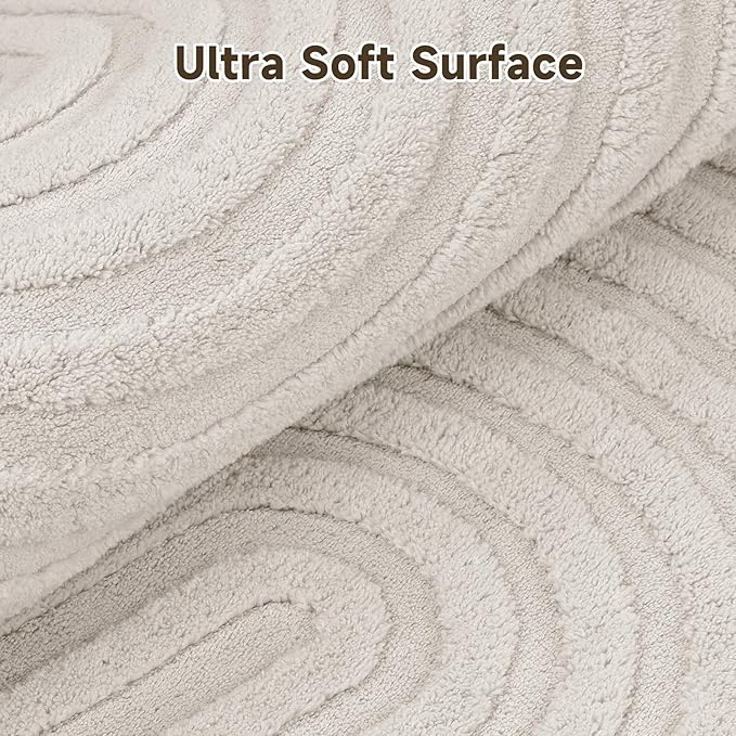 Pauwer 3x8 Washable Area Rugs for Living Room Modern Beige Solid Color Soft Fluffy Rugs for Bedroom Non Slip Boho Accent Indoor Mat Floor Carpet Cover for Kids Dining Room Kitchen Office