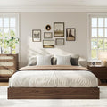 Queen Bed Frame, Wood Platform Bed with Sturdy Wooden Slats, Floor-Standing Bed Frame, Modern Minimalist Design, No Box Spring Needed, Easy Assembly, Walnut Wood