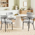 DUMOS Dining Chairs Set of 2, Mid Century Modern Chair Round Upholstered Curved Backrest, Kitchen Vanity Living Room Chairs with Black Metal Legs，Light Grey