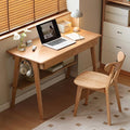 100% Solid Wood Desk with 2 Drawers, Home Office Computer Desk, Mid Century Modern Oak Desk for Study Writing 39" W