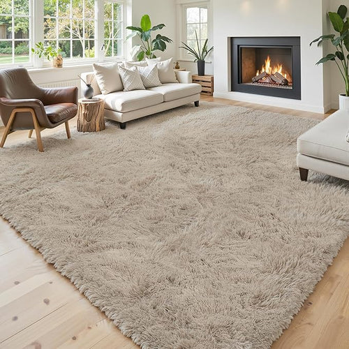 8x10 Area Rugs for Living Room Bedroom, Large Area Rug Shaggy Carpet Soft Plush Furry Bedside Rug, Rugs for Home Decor (Beige, 8 x 10)