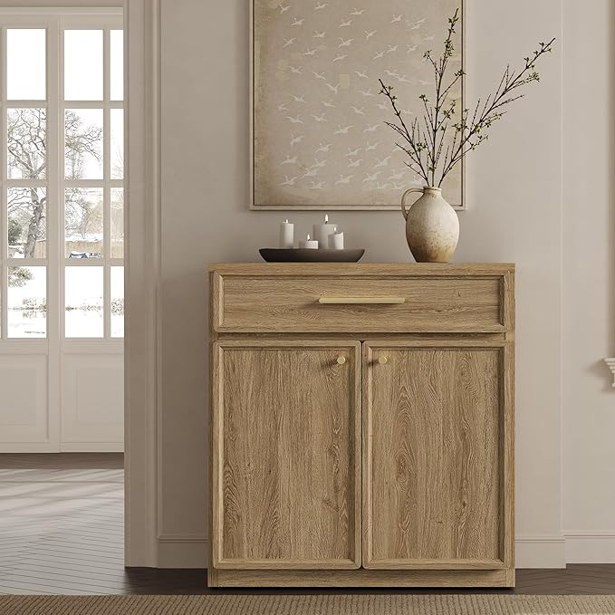 SICOTAS Buffet Cabinet with Storage Tall Modern Console Storage Cabinet with Doors and Shelves 30" Long Wooden Sideboard Credenza Buffet Table Coffee Bar for Living Room Kitchen Dining Room Entryway