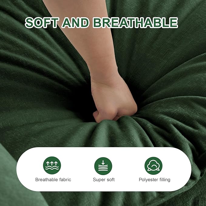 Modular Sectional Sofa, 111.5 Inch I-Shaped Cloud Sofa with Deep Seat Chenille Sofa with Cushions, Three-Self Sectional Sofa for Living Room Apartment,Evergreen