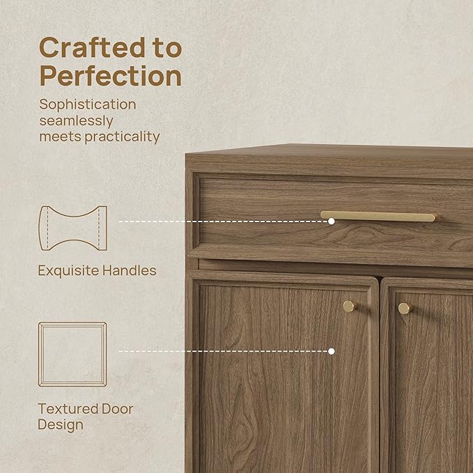 SICOTAS Buffet Cabinet with Storage Tall Modern Console Storage Cabinet with Doors and Shelves 60" Long Wooden Sideboard Credenza Buffet Table Coffee Bar for Living Room Kitchen Dining Room Entryway