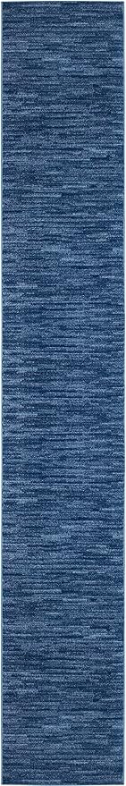 Nourison Home Nourison Essentials Navy Blue 2'2" x 20' Area Rug - Easy Clean, Non Shedding, Bed Room, Living Room, Dining Room, Kitchen (20' Runner)