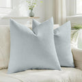 HAUSSY Dusty Blue Throw Pillow Covers 22x22 Inch Set of 2,Boho Decorative Faux Linen Throw Pillows Cozy Farmhouse Accent Cushion Covers,Home Decor for Couch Sofa Bed Living Room