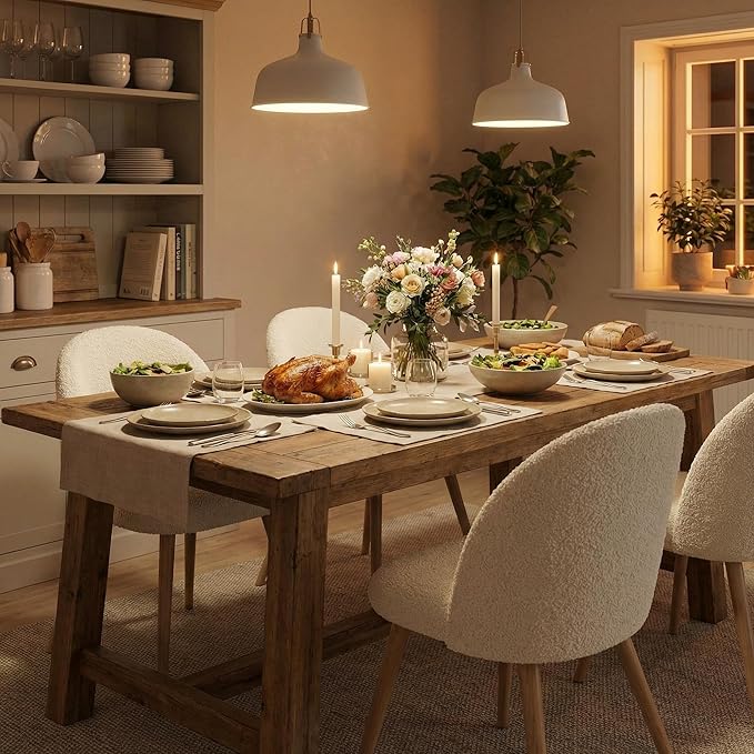 Homy Casa Dining Chairs Set of 4 Farbic Accent Kitchen Chairs Set Scandinavian Style Side Chair Set for Living Dining Room Lounge, Metal Legs and Soft Seats, Beige 4PCS
