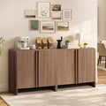 AMERLIFE 2-Piece Fluted Buffet Cabinet with Storage, Modern Sideboard Cabinet with Doors & Adjustable Shelf, Console Table & Credenza for Living Room, Kitchen & Entryway, Brown