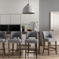 VKNOW Bar Stools Set of 4, 26" Upholstered Counter Height Bar Stools,Modern Counter Stools with Wood Legs for Kitchen Island Dining Room Bar,Fabric Grey